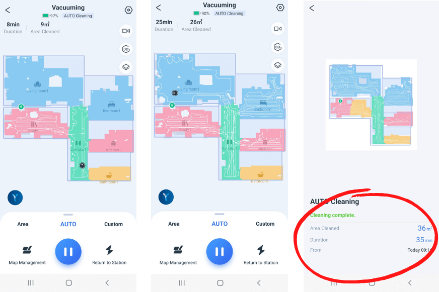 Die strukturierte und schnelle Lasernavigation ist anhand der Navigationspfade in der Ecovacs Deebot T10 App zu sehen